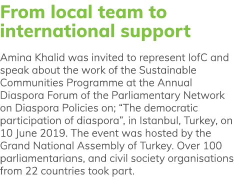 From local team to international support Amina Khalid was invited to represent IofC and speak about the work of the S   