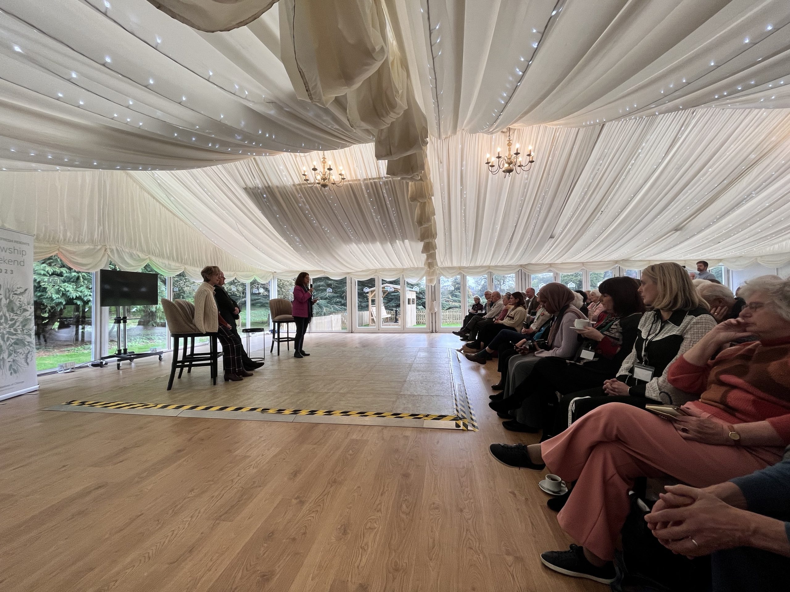 Guests gathered in the marquee to listen to key speakers throughout the weekend. 