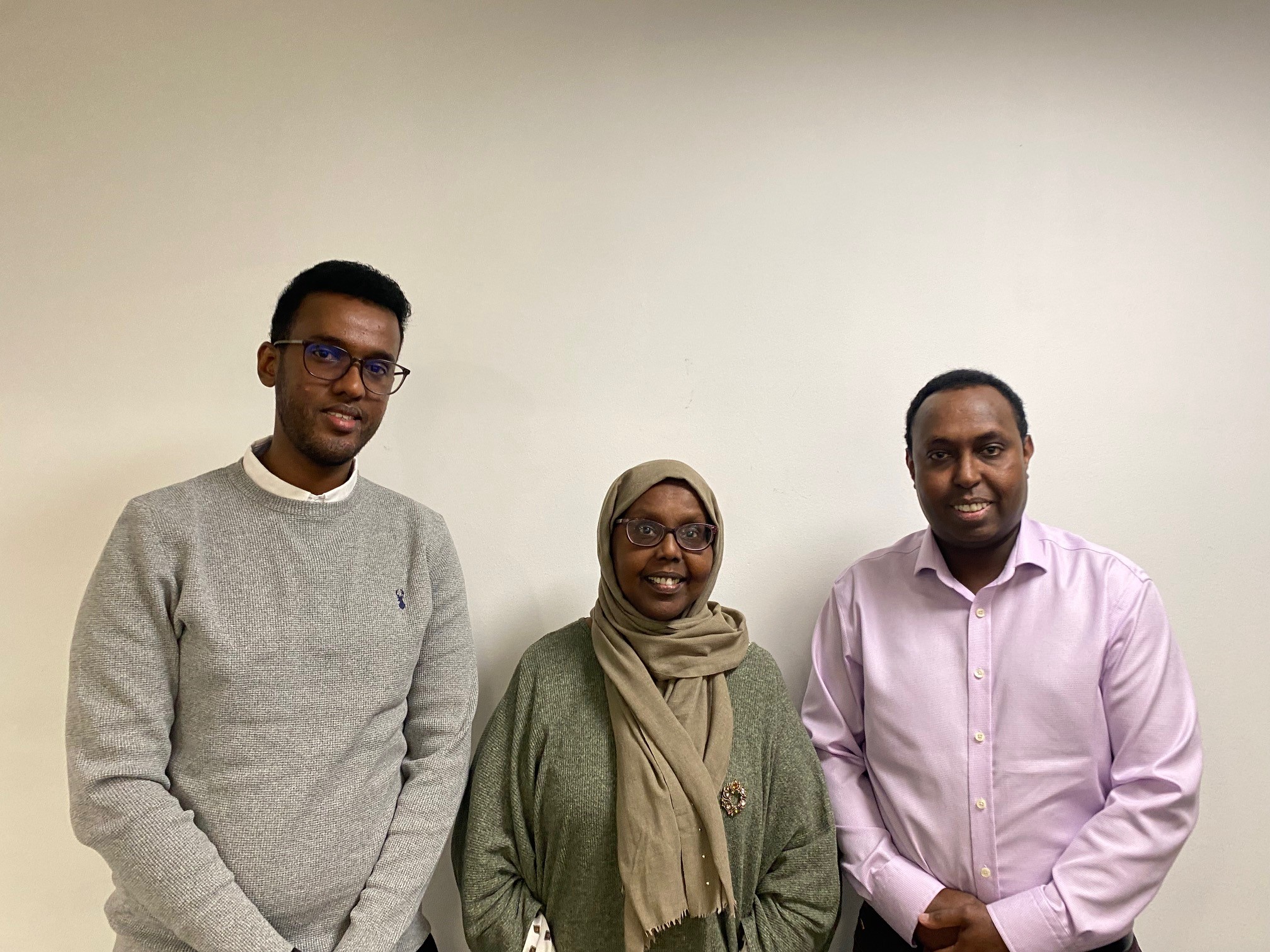 (Pictured left to right) Dr Ahmed Abdi Osman, Dr Muna Ismail, Juneydi Farah