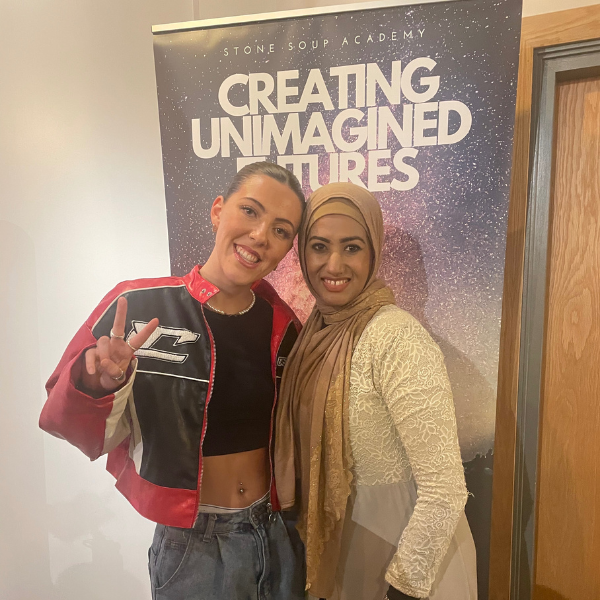 Amina Khalid at Stone Soup Academy's Stand Up to Knife Crime annual event in July 2023. Stone Soup Academy is an Alternative Provision Free School Academy based in Nottingham. Many of the students  have been directly impacted by the issues that arise from knife crime